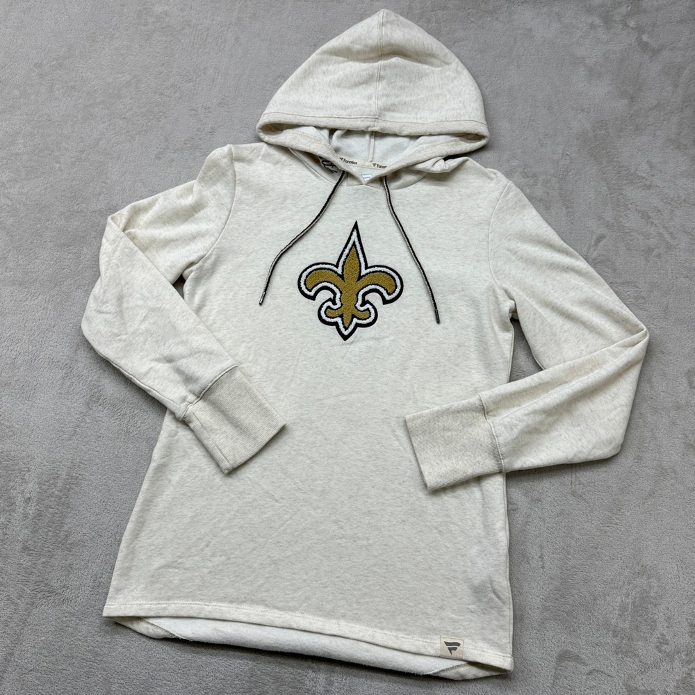 New Orleans Saints NFL Fleur De Lis Pullover Fanatics Hoodie Women Small Oatmeal